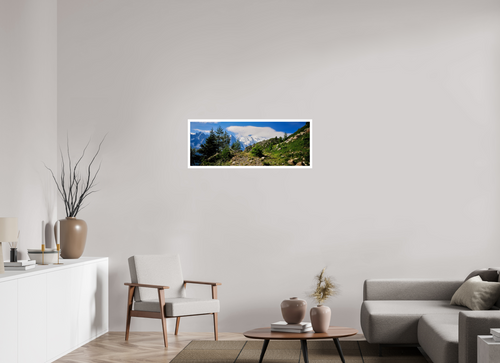 100 cm x 36.9 cm, Fine Art Print Hahnemuhle FineArt Pearl 2cm Border White Mont Blanc Massif x